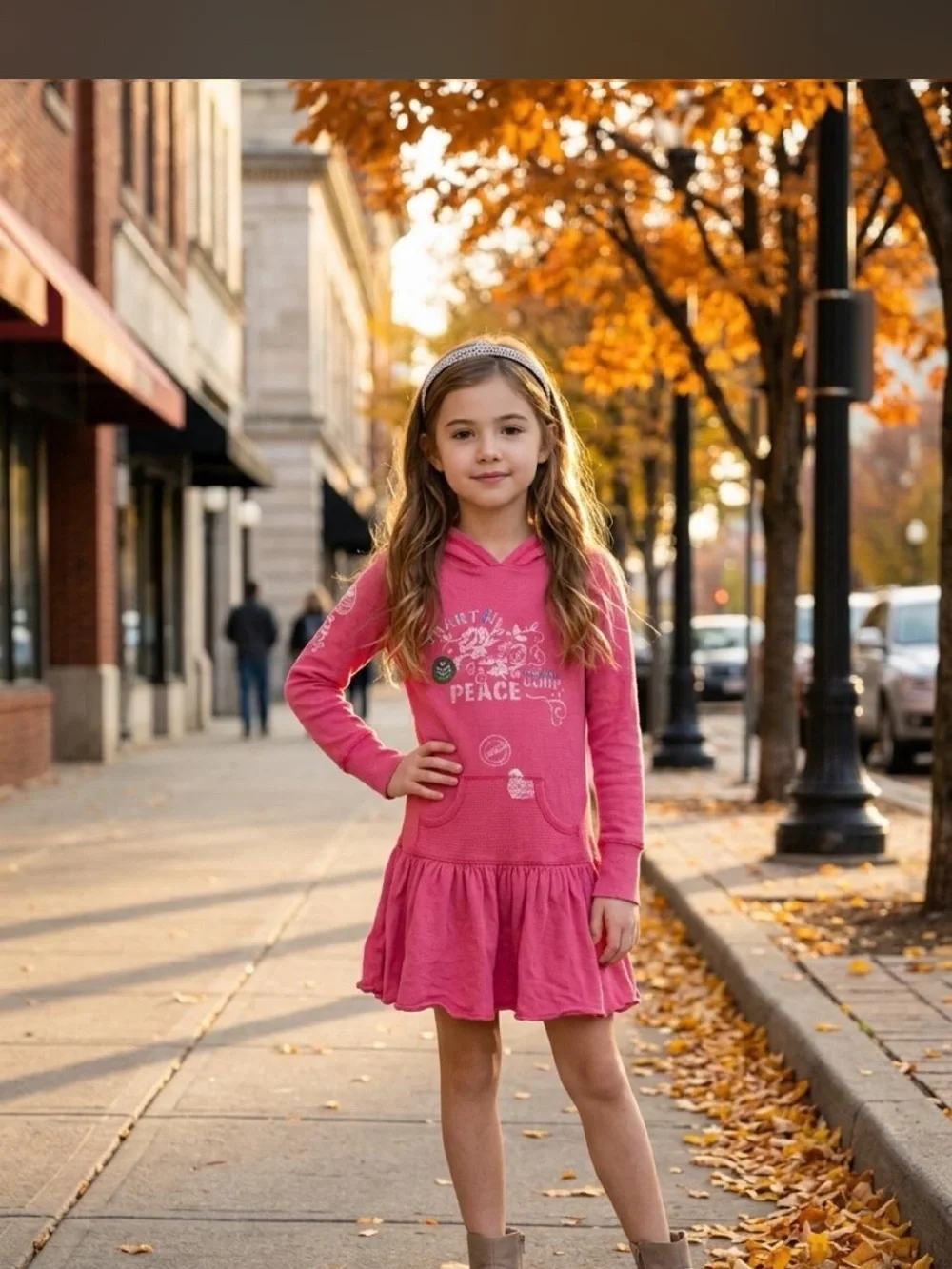 Naartjie Kids Pink Hooded Drop Waist Ruffle Dress size 10 years #kidswear
